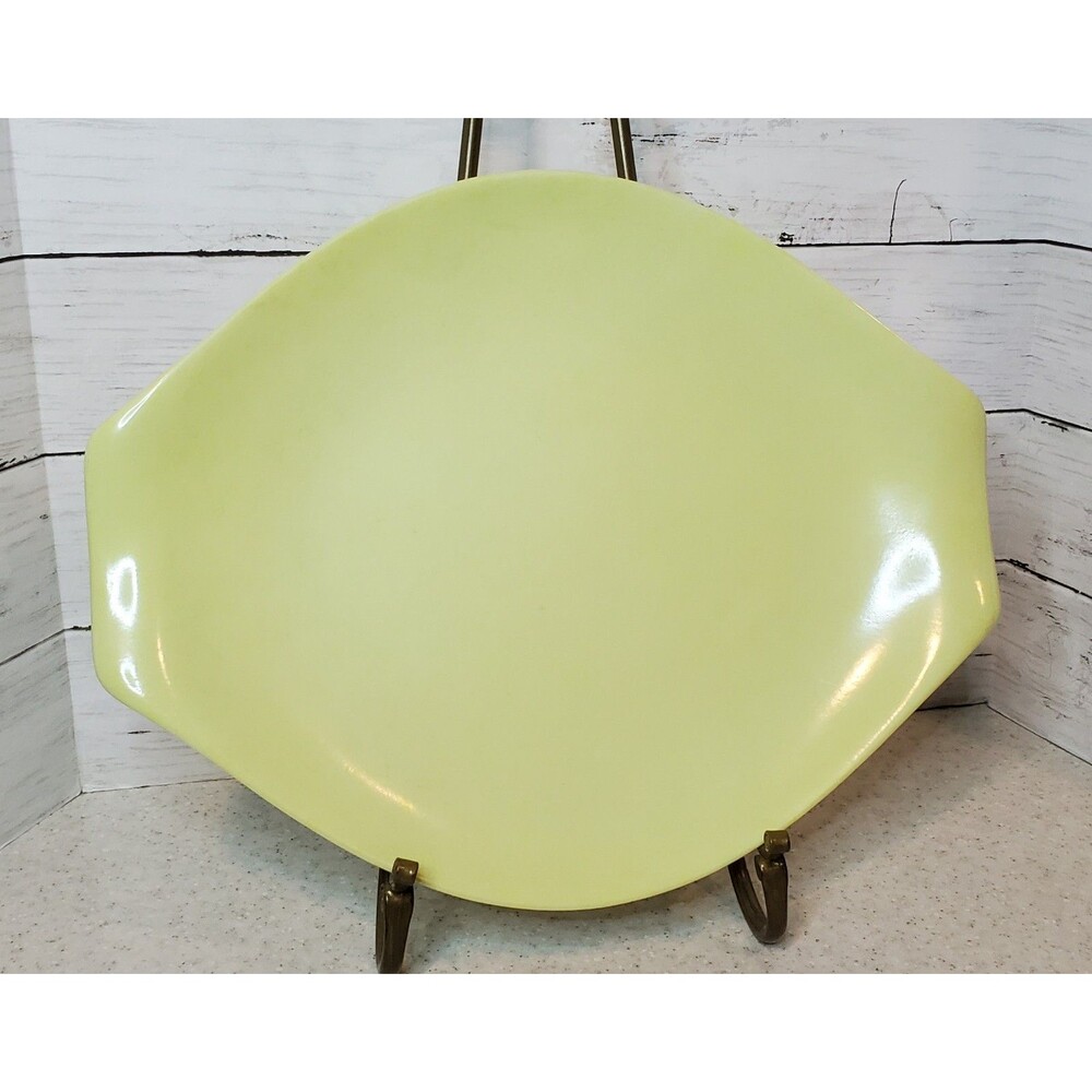 Russel Wright Yellow Green Speckled Platter Mid Century Modern MCM Serving Tray